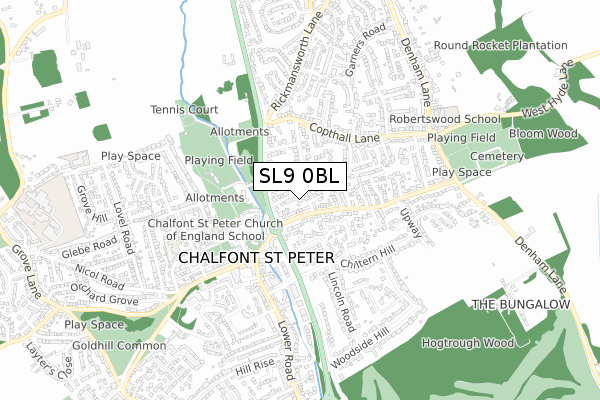 SL9 0BL map - small scale - OS Open Zoomstack (Ordnance Survey)