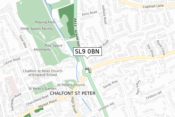 SL9 0BN map - large scale - OS Open Zoomstack (Ordnance Survey)