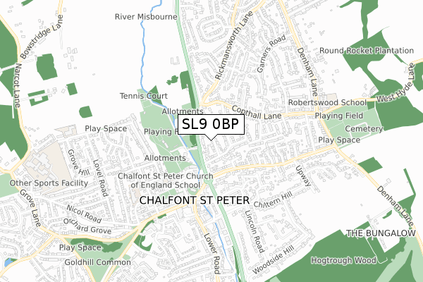 SL9 0BP map - small scale - OS Open Zoomstack (Ordnance Survey)