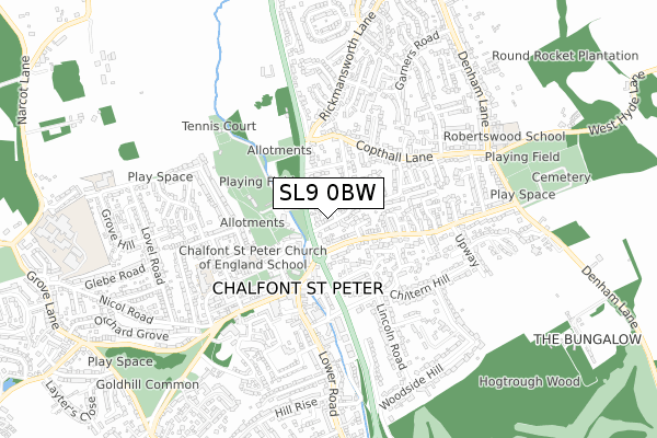 SL9 0BW map - small scale - OS Open Zoomstack (Ordnance Survey)