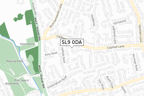 SL9 0DA map - large scale - OS Open Zoomstack (Ordnance Survey)