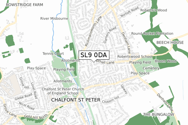 SL9 0DA map - small scale - OS Open Zoomstack (Ordnance Survey)