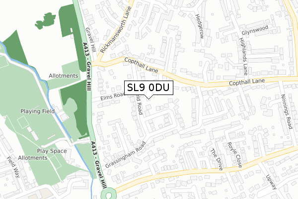 SL9 0DU map - large scale - OS Open Zoomstack (Ordnance Survey)