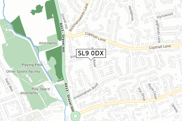 SL9 0DX map - large scale - OS Open Zoomstack (Ordnance Survey)