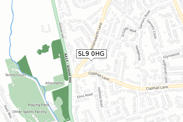 SL9 0HG map - large scale - OS Open Zoomstack (Ordnance Survey)