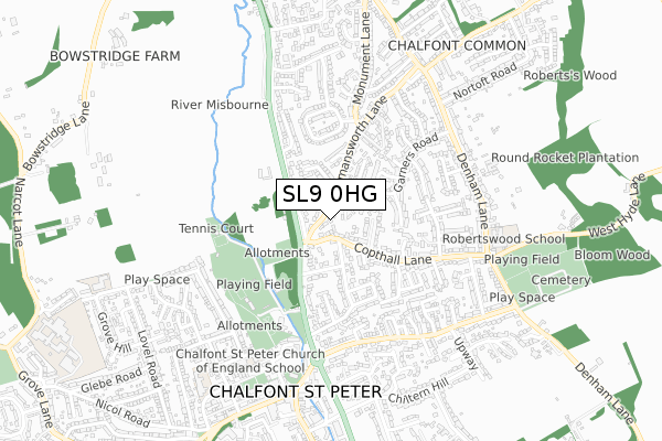 SL9 0HG map - small scale - OS Open Zoomstack (Ordnance Survey)