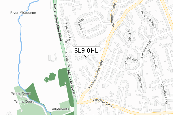 SL9 0HL map - large scale - OS Open Zoomstack (Ordnance Survey)