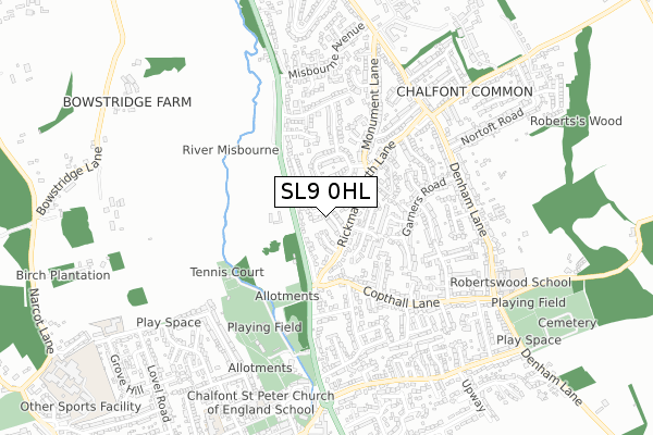 SL9 0HL map - small scale - OS Open Zoomstack (Ordnance Survey)