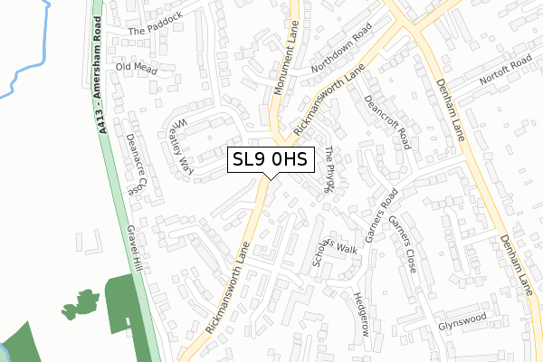 SL9 0HS map - large scale - OS Open Zoomstack (Ordnance Survey)