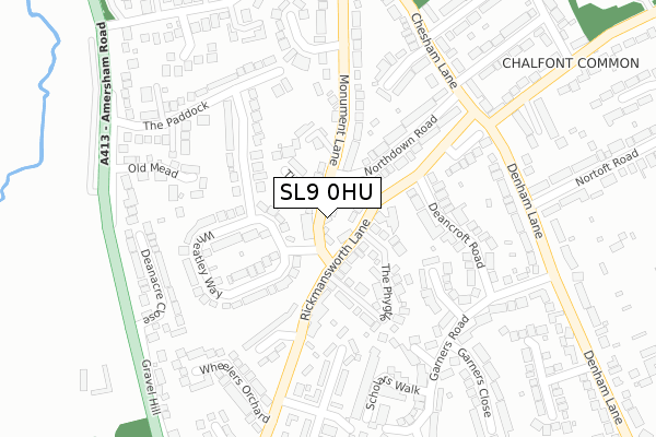 SL9 0HU map - large scale - OS Open Zoomstack (Ordnance Survey)