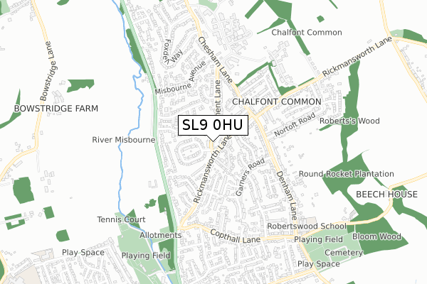 SL9 0HU map - small scale - OS Open Zoomstack (Ordnance Survey)