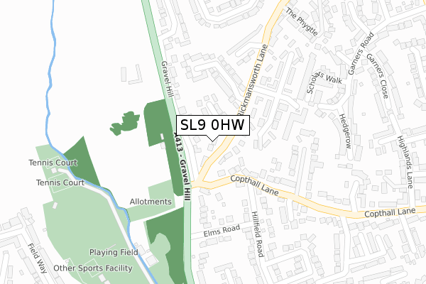 SL9 0HW map - large scale - OS Open Zoomstack (Ordnance Survey)