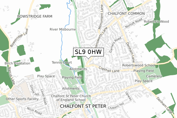 SL9 0HW map - small scale - OS Open Zoomstack (Ordnance Survey)