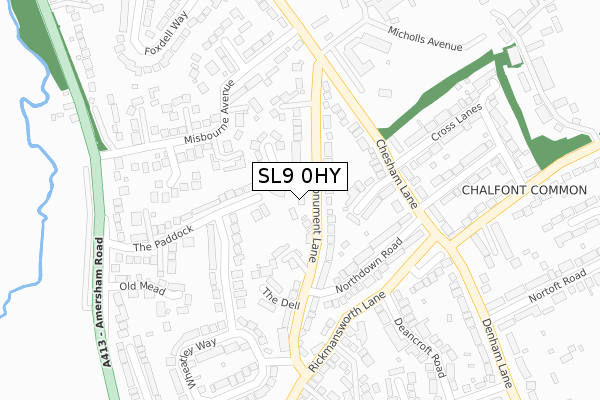 SL9 0HY map - large scale - OS Open Zoomstack (Ordnance Survey)