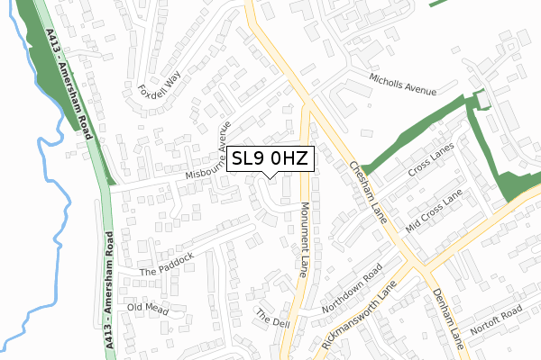 SL9 0HZ map - large scale - OS Open Zoomstack (Ordnance Survey)