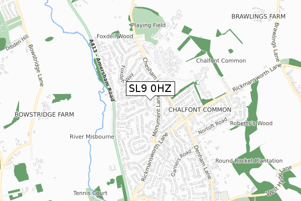 SL9 0HZ map - small scale - OS Open Zoomstack (Ordnance Survey)