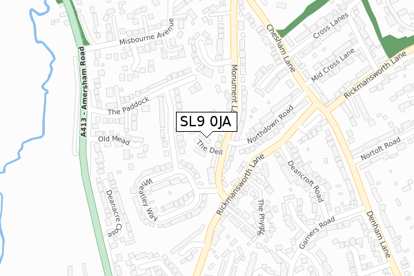 SL9 0JA map - large scale - OS Open Zoomstack (Ordnance Survey)