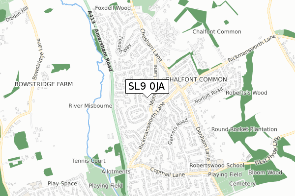 SL9 0JA map - small scale - OS Open Zoomstack (Ordnance Survey)