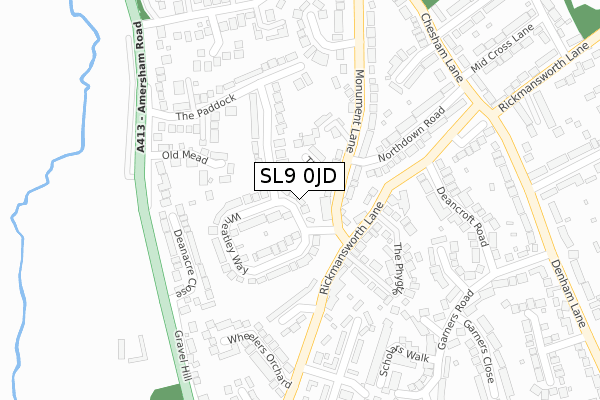 SL9 0JD map - large scale - OS Open Zoomstack (Ordnance Survey)