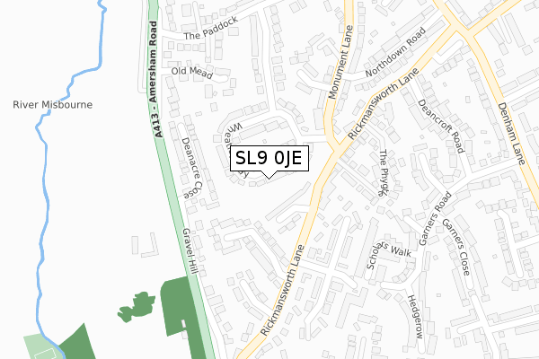 SL9 0JE map - large scale - OS Open Zoomstack (Ordnance Survey)