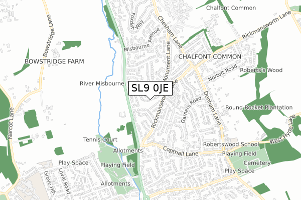 SL9 0JE map - small scale - OS Open Zoomstack (Ordnance Survey)