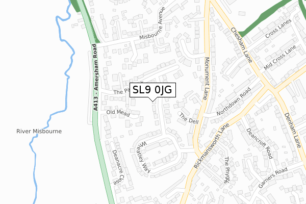 SL9 0JG map - large scale - OS Open Zoomstack (Ordnance Survey)