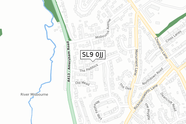 SL9 0JJ map - large scale - OS Open Zoomstack (Ordnance Survey)