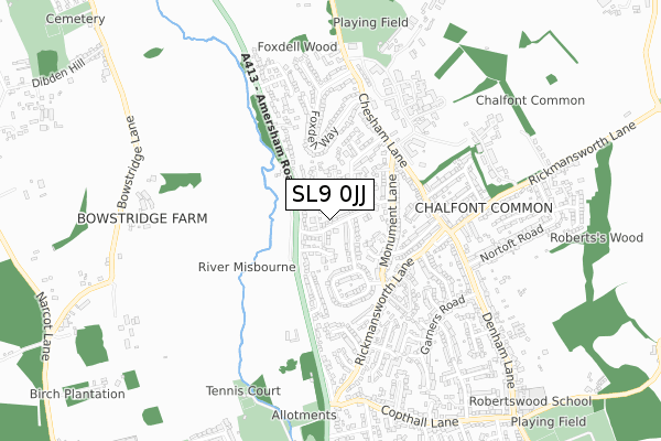SL9 0JJ map - small scale - OS Open Zoomstack (Ordnance Survey) SL9 0JJ map - small scale - OS Open Zoomstack (Ordnance Survey)