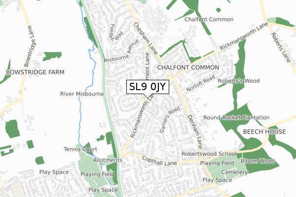 SL9 0JY map - small scale - OS Open Zoomstack (Ordnance Survey)
