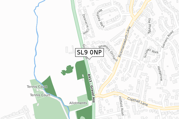 SL9 0NP map - large scale - OS Open Zoomstack (Ordnance Survey)