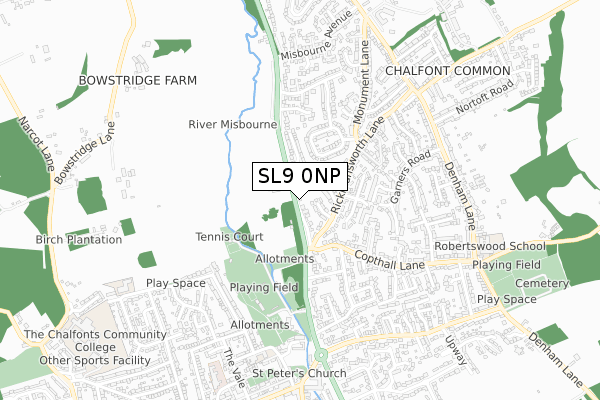 SL9 0NP map - small scale - OS Open Zoomstack (Ordnance Survey)