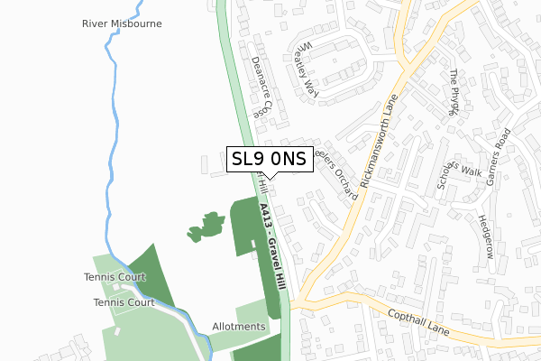 SL9 0NS map - large scale - OS Open Zoomstack (Ordnance Survey)