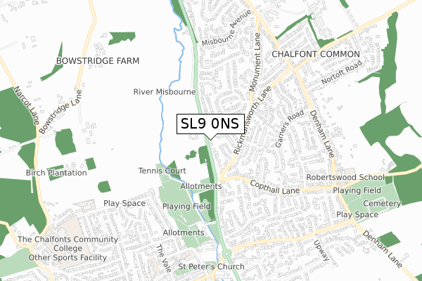 SL9 0NS map - small scale - OS Open Zoomstack (Ordnance Survey)