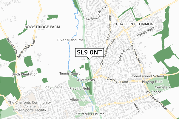 SL9 0NT map - small scale - OS Open Zoomstack (Ordnance Survey)