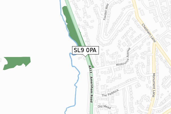 SL9 0PA map - large scale - OS Open Zoomstack (Ordnance Survey)