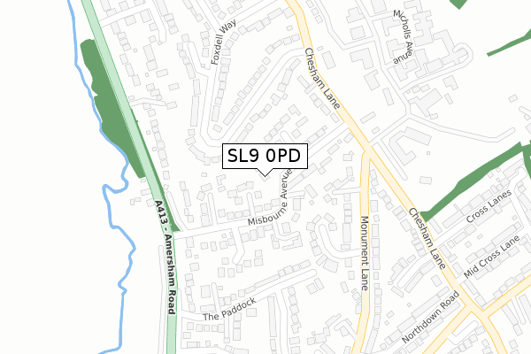 SL9 0PD map - large scale - OS Open Zoomstack (Ordnance Survey)