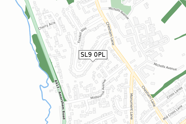 SL9 0PL map - large scale - OS Open Zoomstack (Ordnance Survey)