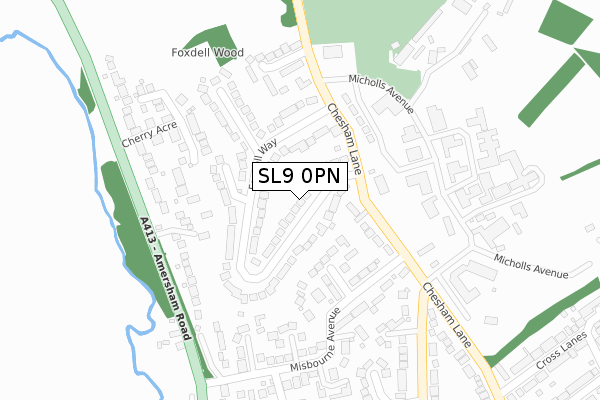 SL9 0PN map - large scale - OS Open Zoomstack (Ordnance Survey)