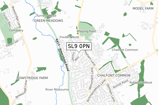 SL9 0PN map - small scale - OS Open Zoomstack (Ordnance Survey)