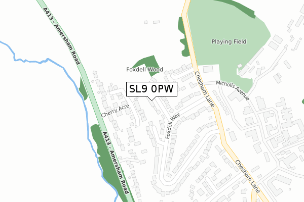 SL9 0PW map - large scale - OS Open Zoomstack (Ordnance Survey)