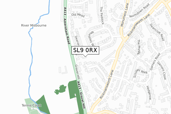 SL9 0RX map - large scale - OS Open Zoomstack (Ordnance Survey)