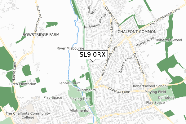 SL9 0RX map - small scale - OS Open Zoomstack (Ordnance Survey)