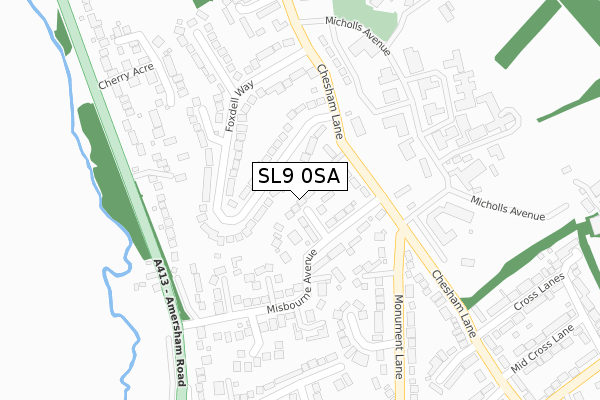 SL9 0SA map - large scale - OS Open Zoomstack (Ordnance Survey)