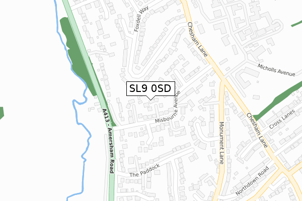 SL9 0SD map - large scale - OS Open Zoomstack (Ordnance Survey)