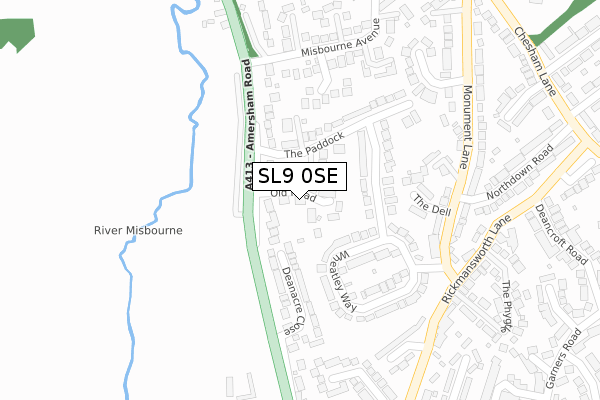 SL9 0SE map - large scale - OS Open Zoomstack (Ordnance Survey)