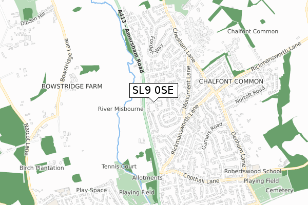 SL9 0SE map - small scale - OS Open Zoomstack (Ordnance Survey)