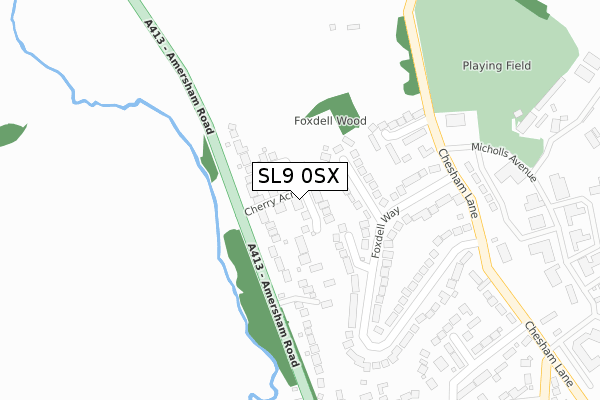 SL9 0SX map - large scale - OS Open Zoomstack (Ordnance Survey)