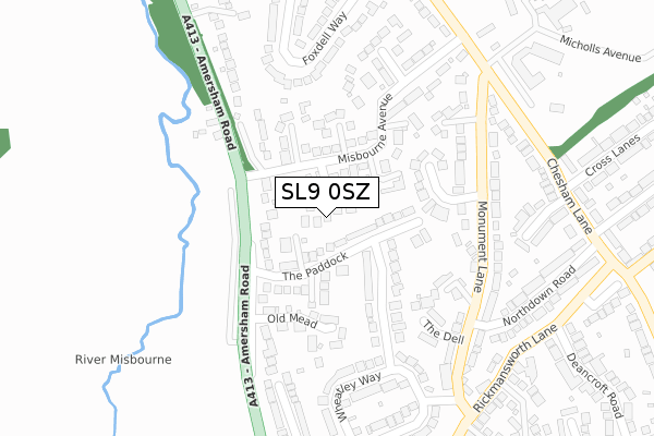 SL9 0SZ map - large scale - OS Open Zoomstack (Ordnance Survey)