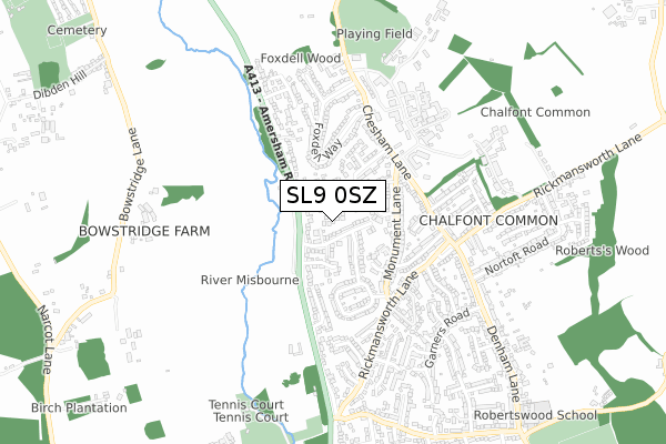 SL9 0SZ map - small scale - OS Open Zoomstack (Ordnance Survey) SL9 0SZ map - small scale - OS Open Zoomstack (Ordnance Survey)