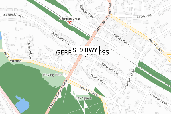 SL9 0WY map - large scale - OS Open Zoomstack (Ordnance Survey)